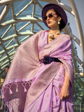 Lavender Art Silk Saree With Blouse Piece