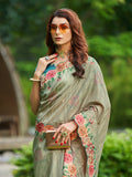 Green Silk Blend DailyWear Saree With Blouse Piece