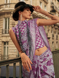 Purple Organza Chickankari Saree With Blouse Piece