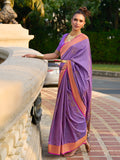 Lavender Banarasi Silk Saree With Blouse Piece