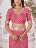 Pink Georgette Saree With Blouse Piece