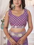 Purple Georgette Saree With Blouse Piece