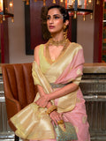 Pink Linen Silk Saree With Blouse Piece