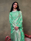 Mint Green Jamdani Cotton Saree With Blouse Piece