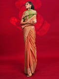 Orange Tussar Silk Saree With Blouse Piece