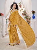 Yellow Georgette Saree With Blouse Piece