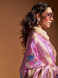 Pink Satin Saree With Blouse Piece