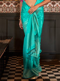 Bottle Green Party Wear Viscose Saree With Blouse Piece