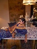 Blue Khadi Copper Zari Saree With Blouse Piece