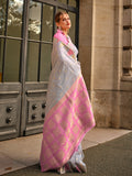 Grey Art Silk Saree With Blouse Piece