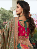 Multicolor & Red Banarasi Silk Lehenga Choli