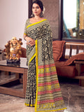 Multi Colour Mulmul Cottons Saree With Blouse Piece