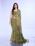 Green Poly Silk Festival Saree With Blouse Piece