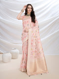 Light Pink Pure Cotton Festive Wear Saree With Blouse Piece