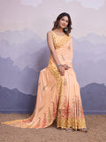 Orange Poly Chiffon Saree With Blouse Piece