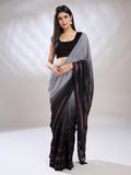 Grey Silk Blend Ready To Wear Saree With Blouse Piece