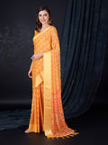 Yellow Chiffon Saree With Blouse Piece