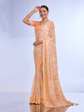 Orange Georgette Saree With Blouse Piece