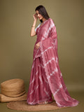 Pink Organza Party Wear Saree With Blouse Piece