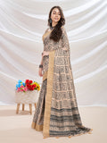 Beige Silk Blend Casual Wear Saree With Blouse Piece