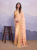 Orange Poly Chiffon Saree With Blouse Piece