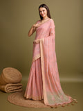 Pink Tissue Saree With Blouse Piece