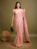 Pink Tissue Saree With Blouse Piece