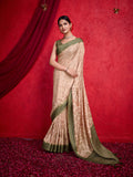 Peach Poly Silk Festival Saree With Blouse Piece