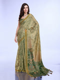 Green Poly Silk Festival Saree With Blouse Piece