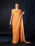 Yellow Chiffon Saree With Blouse Piece