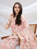 Light Pink Pure Cotton Festive Wear Saree With Blouse Piece