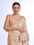 Beige  Linen Saree With Blouse Piece