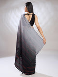 Grey Silk Blend Ready To Wear Saree With Blouse Piece