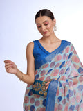 Blue Linen Saree With Blouse Piece