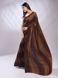 Brown Silk Blend Ready To Wear Saree With Blouse Piece