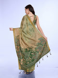 Green Poly Silk Festival Saree With Blouse Piece