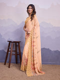 Orange Poly Chiffon Saree With Blouse Piece