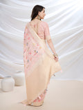 Light Pink Pure Cotton Festive Wear Saree With Blouse Piece