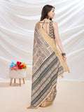 Beige Silk Blend Casual Wear Saree With Blouse Piece