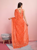 Orange Chiffon Festive Saree With Blouse Piece