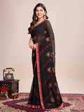 Black Georgette Saree With Blouse Piece