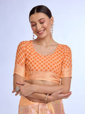 Orange Georgette Saree With Blouse Piece