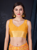 Yellow Chiffon Saree With Blouse Piece