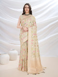 Peach Pure Cotton Festive Wear Saree With Blouse Piece