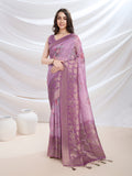 Pink Cotton Blend Festive Wear Saree With Blouse Piece