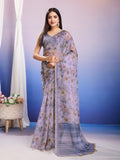 Grey Organza Saree With Blouse Piece