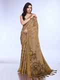 Beige Poly Silk Festival Saree With Blouse Piece