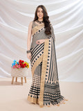 Beige Silk Blend Casual Wear Saree With Blouse Piece