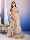 Beige Organza Saree With Blouse Piece