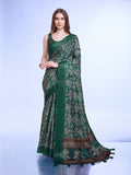 Teal Poly Silk Daily Wear Saree With Blouse Piece